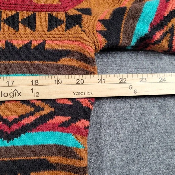 American Eagle Outfitters Hoodie Mens Medium Brown Aztec Southwest Knit Pullover - Picture 7 of 8